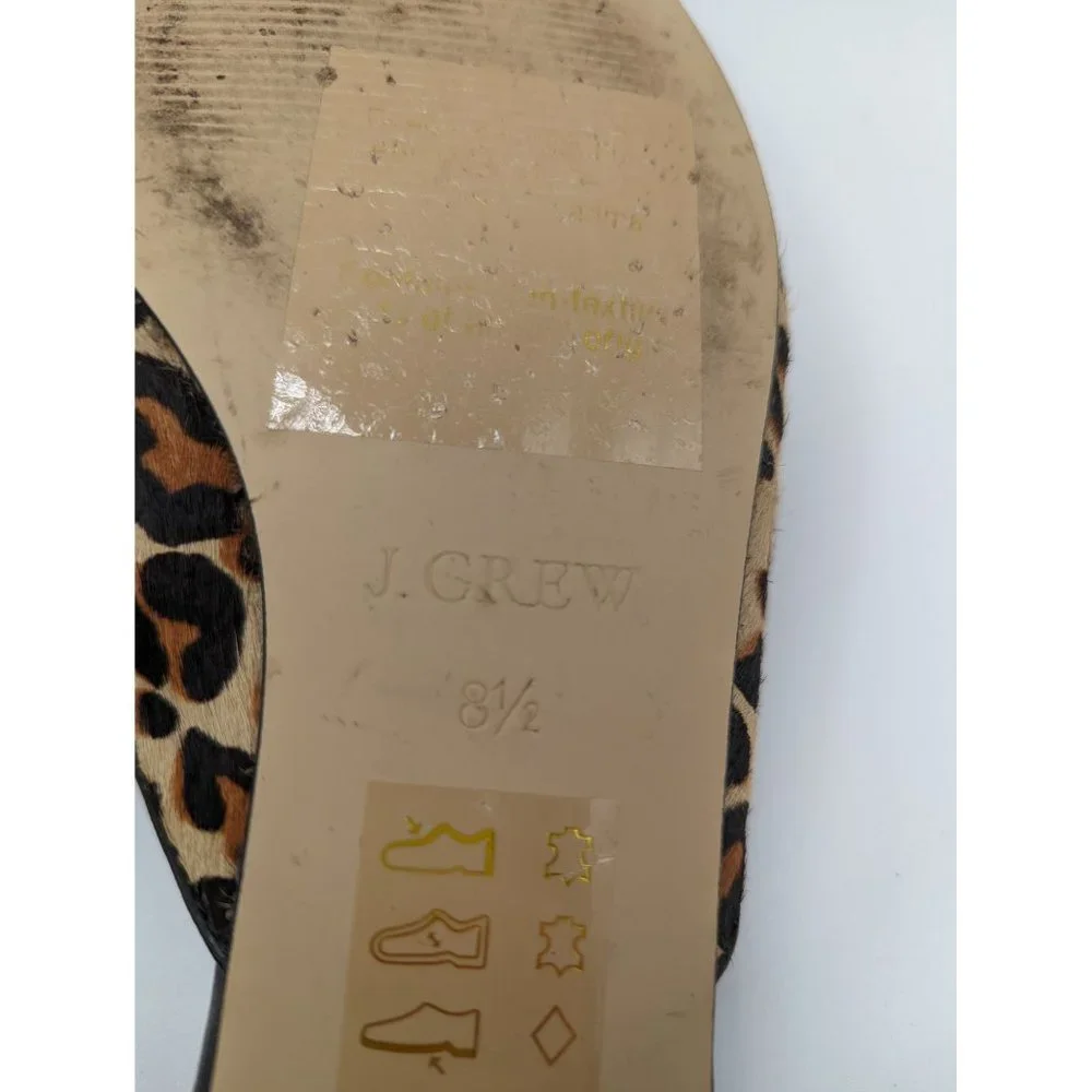 J.Crew Collection Piped Loafer Mules Calf Hair Leopard Print Size 8.5 - Picture 10 of 10